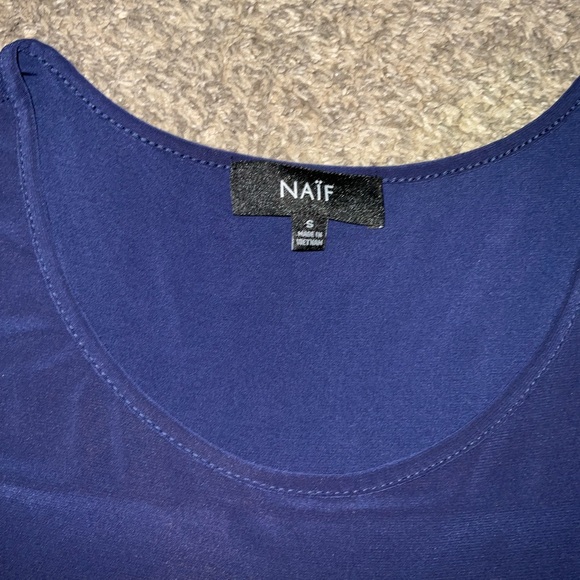 NAIF Navy and White Floral & Diamond Dress Small - Picture 3 of 6